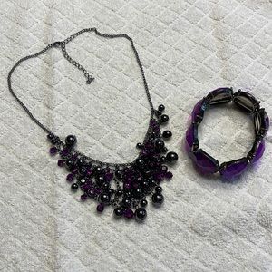 Purple Necklace and bracelet combo